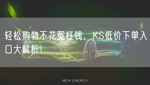 轻松购物不花冤枉钱，KS低价下单入口大解析！
