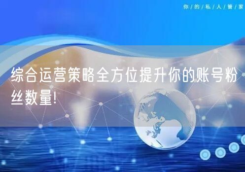 综合运营策略全方位提升你的账号粉丝数量!