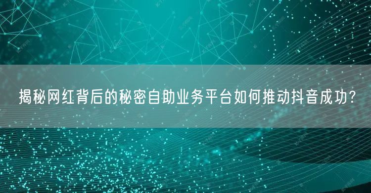 揭秘网红背后的秘密自助业务平台如何推动抖音成功？