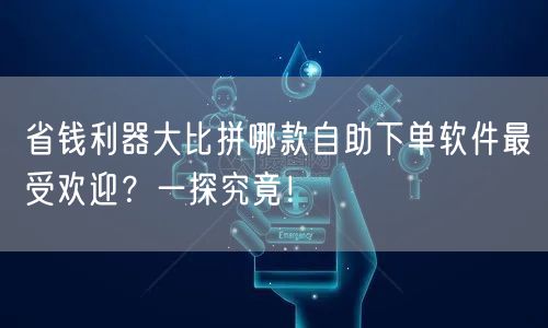 省钱利器大比拼哪款自助下单软件最受欢迎？一探究竟！